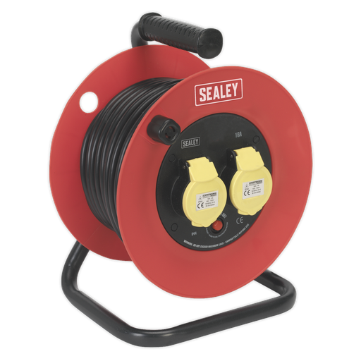 [CR12515] Sealey 25m Heavy-Duty Cable Reel with Thermal Trip 2 x 110V