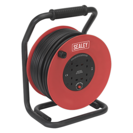 [CR25025] Sealey 50m Heavy-Duty Cable Reel with Thermal Trip 4 x 230V