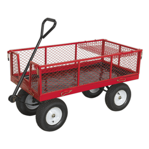 [CST806] Sealey Platform Truck with Sides Pneumatic Tyres 450kg Capacity