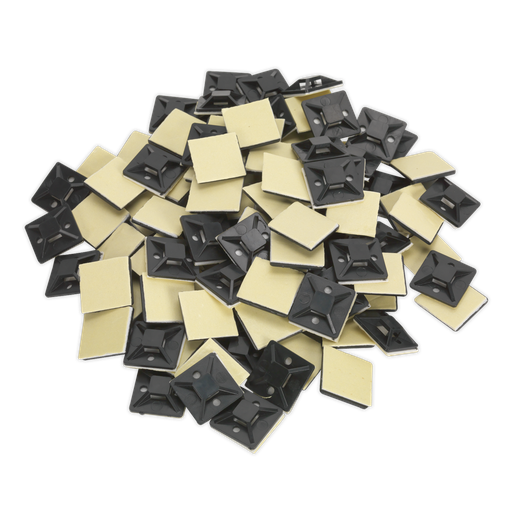 [CTM2525B] Sealey Self-Adhesive Cable Tie Mount 25 x 25mm, Black - Pack of 100