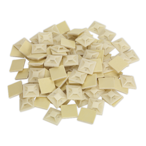 [CTM2525W] Sealey Self-Adhesive Cable Tie Mount 25 x 25mm, White - Pack of 100