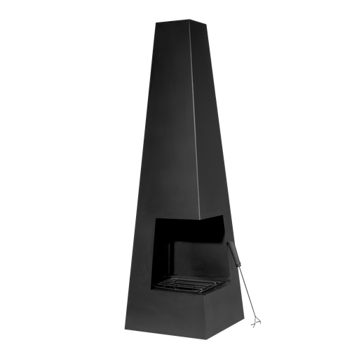 [DG105] Dellonda Chiminea, Wood Burner, Heater for Outdoors W45cm x H150cm - Black Steel
