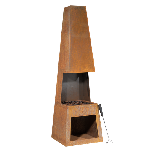 [DG108] Sealey Dellonda Outdoor Chiminea Fireplace Heater Firewood Storage - Corten Steel