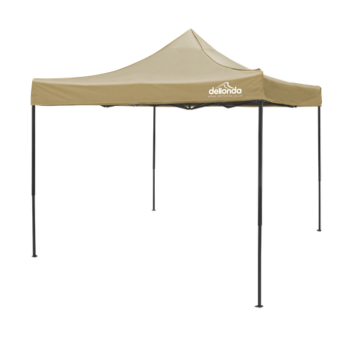 [DG130] Dellonda Premium 3 x 3m Pop-Up Gazebo, PVC Coated, Water-Resistant Fabric, Supplied with Carry Bag, Rope, Stakes & Weight Bags - Beige Canopy