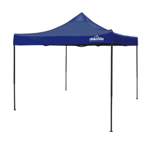 [DG131] Dellonda Premium 3 x 3m Pop-Up Gazebo, PVC Coated, Water-Resistant Fabric, Supplied with Carry Bag, Rope, Stakes & Weight Bags - Blue Canopy
