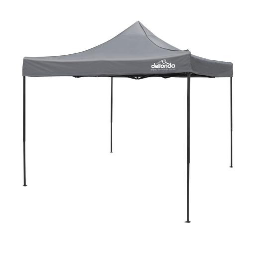 [DG133] Dellonda Premium 3 x 3m Pop-Up Gazebo, PVC Coated, Water-Resistant Fabric, Supplied with Carry Bag, Rope, Stakes & Weight Bags - Grey Canopy