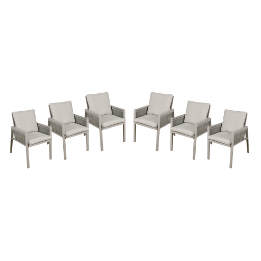 [DG49] Dellonda Fusion Garden/Patio Dining Chairs with Armrests 6pc - Light Grey
