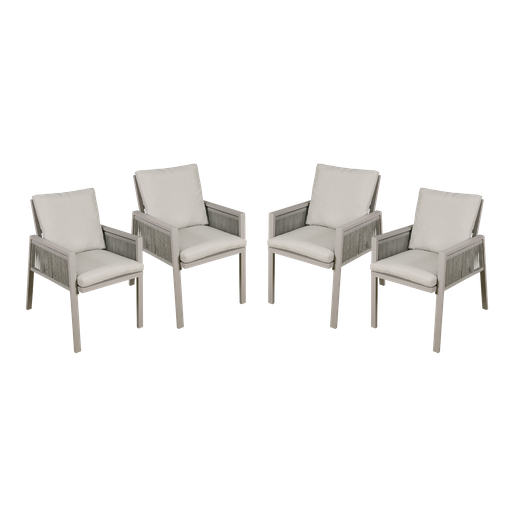 [DG50] Dellonda Fusion Garden/Patio Dining Chairs with Armrests 4pc - Light Grey