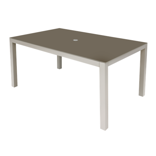[DG51] Dellonda Fusion Aluminium Garden Dining Table with Tempered Glass & Parasol Hole - Light Grey