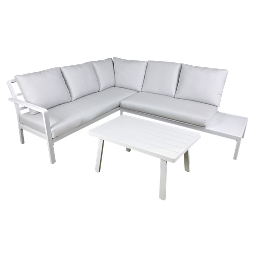 [DG53] Sealey Dellonda Kyoto Aluminium Outdoor Corner Sofa & Coffee Table Set 3pc