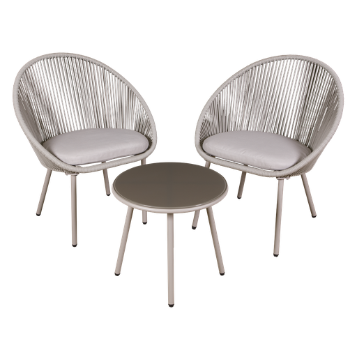 [DG55] Dellonda Como Steel Bistro Set with Tempered Glass Tabletop 3pc