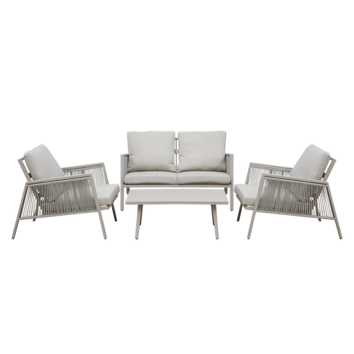 [DG56] Dellonda Fusion Aluminium Outdoor Sofa, Arm Chairs & Coffee Table Set 4pc