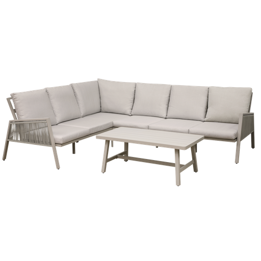 [DG57] Sealey Dellonda Fusion Aluminium Outdoor Corner Sofa & Coffee Table Set 4pc
