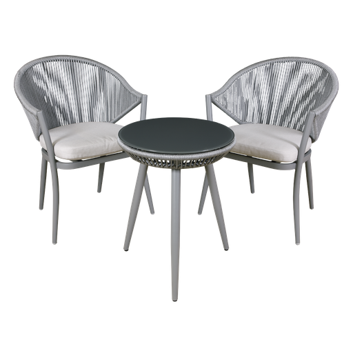[DG58] Sealey Dellonda Echo Aluminium Balcony Set with Tempered Glass Tabletop 3pc