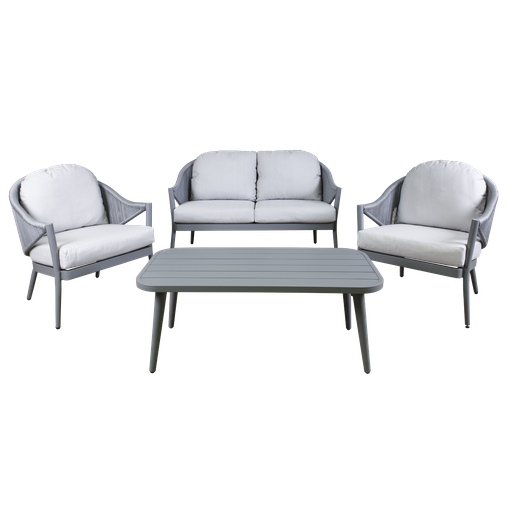 [DG59] Dellonda Echo Aluminium Outdoor Sofa, Chair & Coffee Table Set 4pc