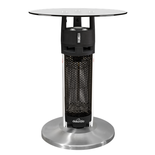 [DG62] Dellonda Bistro Table with 1200W Heater, 65cm, Black/Stainless Steel