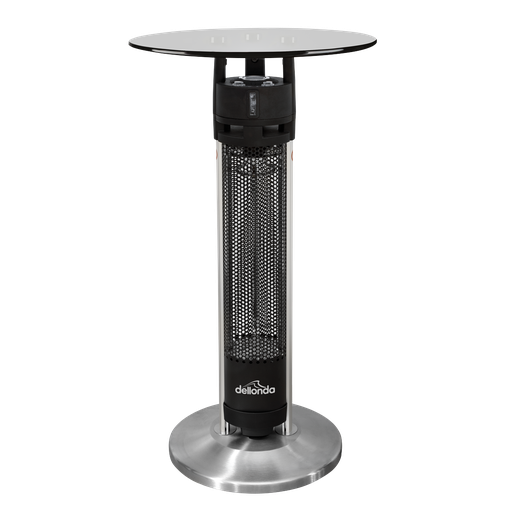 [DG63] Dellonda Bistro Table with 1600W Heater, 95cm, Black/Stainless Steel