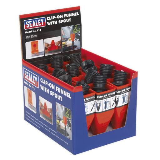 [F12] Sealey Clip-On Funnel with Spout - Display Box of 12