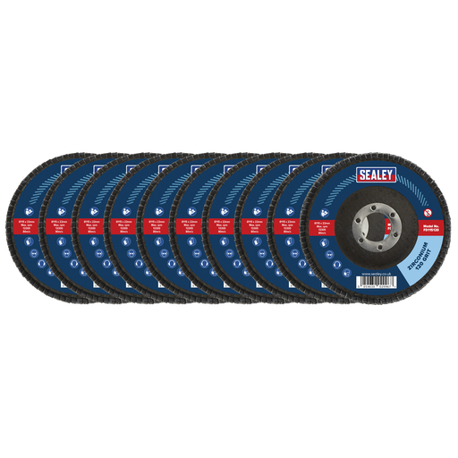 [FD11512010] Sealey 115mm Zirconium Flap Discs 120Grit 22mm Bore - Pack of 10
