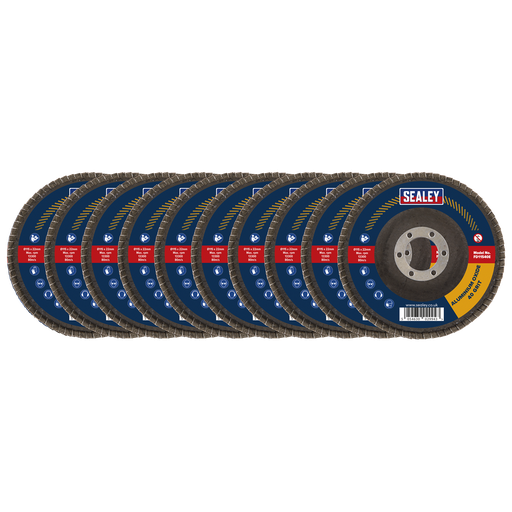 [FD11540E10] Sealey 115mm Aluminium Oxide Flap Discs 40Grit 22mm Bore - Pack of 10
