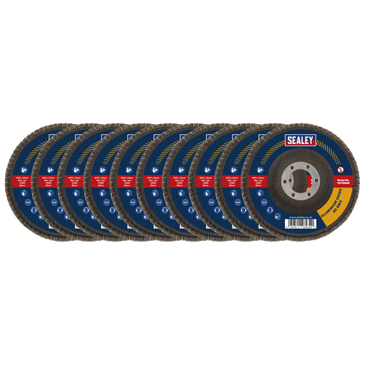 [FD115EMIX] Sealey 115mm Aluminium Oxide Flap Discs Assorted Grit 22mm Bore - Pack of 10