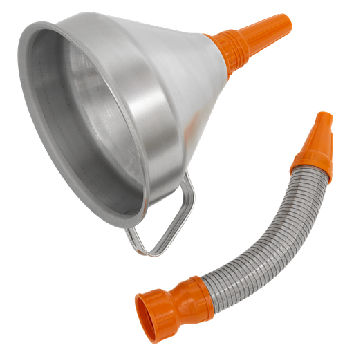 [FM20F] Sealey Metal Flexible Spout Funnel with Filter 200mm