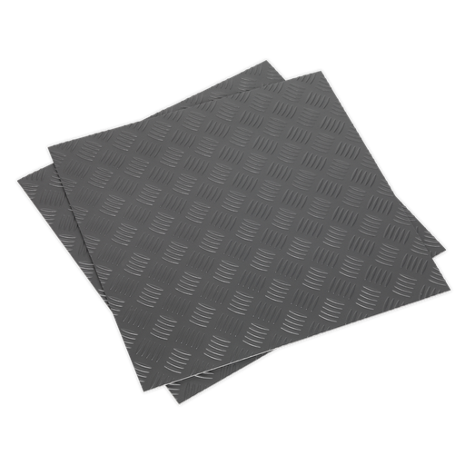 [FT1S] Sealey Vinyl Floor Tile with Peel & Stick Backing Silver Treadplate - Pack of 16