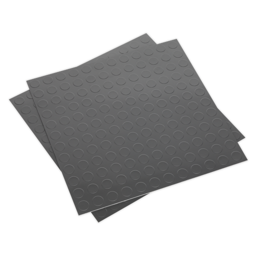 [FT2S] Sealey Vinyl Floor Tile with Peel & Stick Backing Silver Coin - Pack of 16