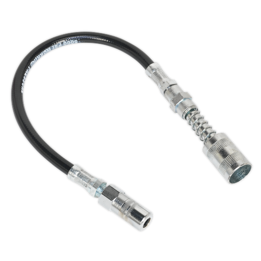 [GGSF300] Sealey Flexible Rubber Grease Gun Delivery Hose with 4-Jaw Connector & Quick Release Coupling 300mm