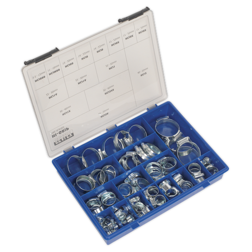[HCJ85AC] Sealey HI-GRIP® Zinc Plated Hose Clip Assortment 9.5-55mm 81pc