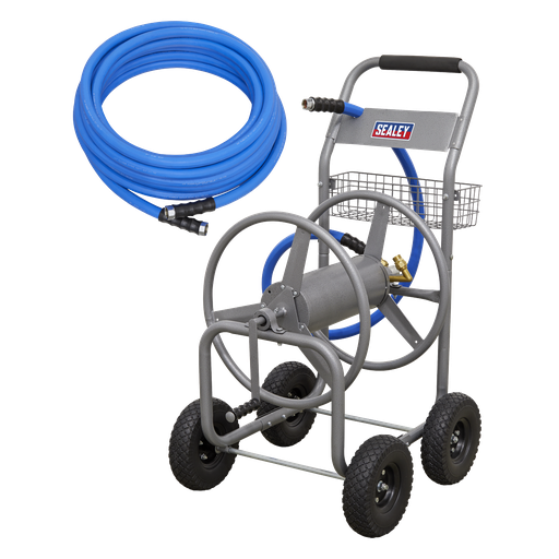 [HRKIT30] Sealey Heavy-Duty Hose Reel Cart with 30m Heavy-Duty Ø19mm Hot & Cold Rubber Water Hose