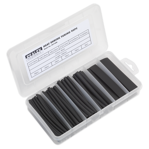 [HST100B] Sealey Heat Shrink Tubing Assortment 100mm 95pc - Black