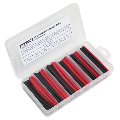 [HST100BR] Sealey Heat Shrink Tubing Assortment 100mm 95pc - Black & Red