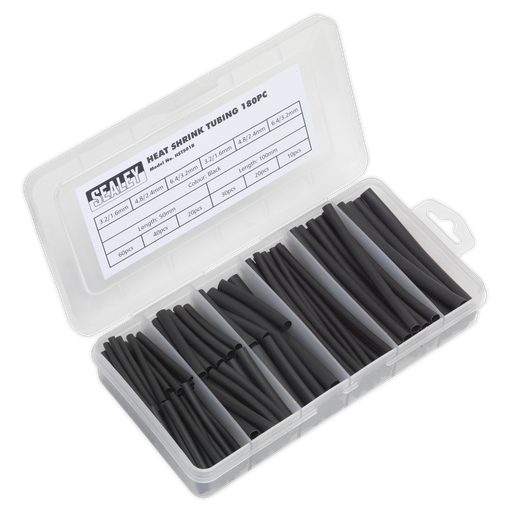 [HST501B] Sealey Heat Shrink Tubing Assortment 50 & 100mm 180pc - Black