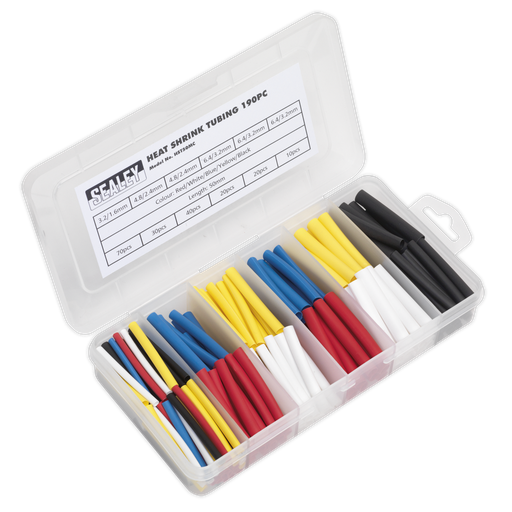 [HST50MC] Sealey Heat Shrink Tubing Assortment 50mm 190pc - Mixed Colours