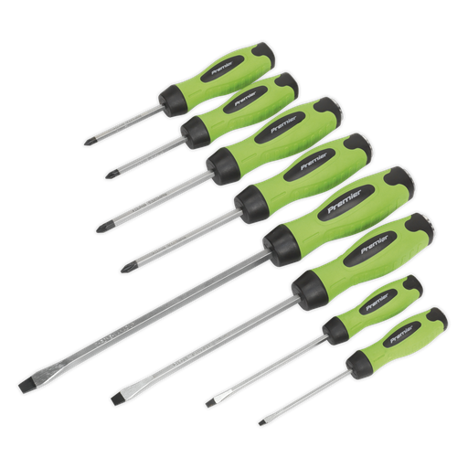 [HV002] Sealey Premier Hammer-Thru Screwdriver Set 8pc - Hi-Vis Green