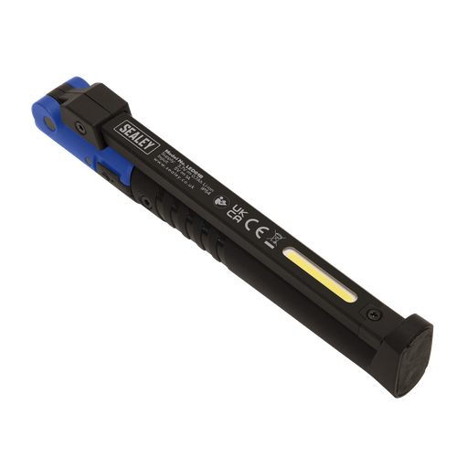 [LED01B] Sealey Rechargeable Slim Folding Pocket Light 2 COB & 1 SMD LED - Blue