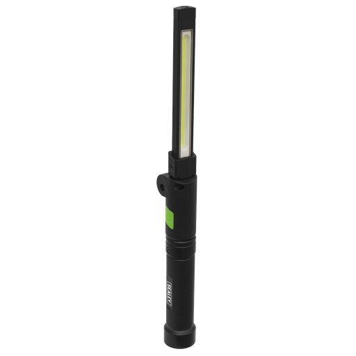 [LED02G] Sealey Rechargeable Aluminium Folding Pocket Light 2 COB & 1 SMD LED