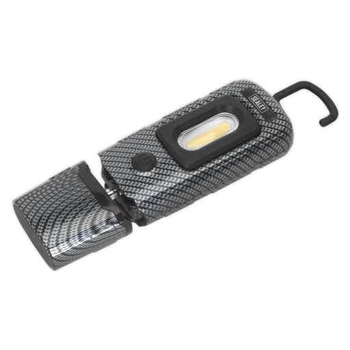 [LED3601CF] Sealey Rechargeable 360° Inspection Light 3W COB & 1W SMD LED - Carbon Fibre Effect