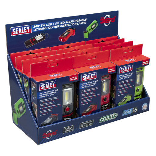 [LED3601COMBO] Sealey LED3601 Series Inspection Light Combination - Display Pack of 12
