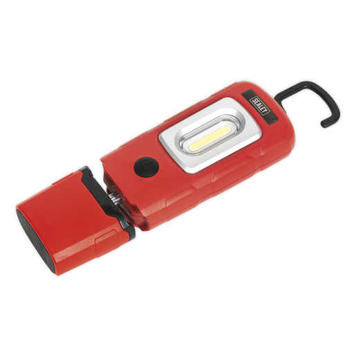 [LED3601R] Sealey Rechargeable 360° Inspection Light 3W COB & 1W SMD LED - Red