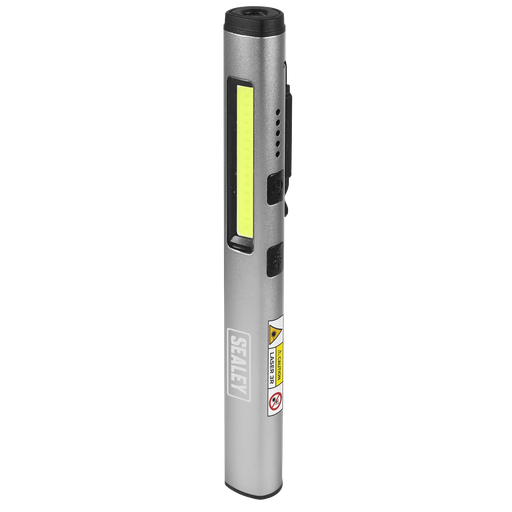 [LED450UV] Sealey Rechargeable UV Penlight Torch with Laser Pointer 5W COB & 3W SMD LED