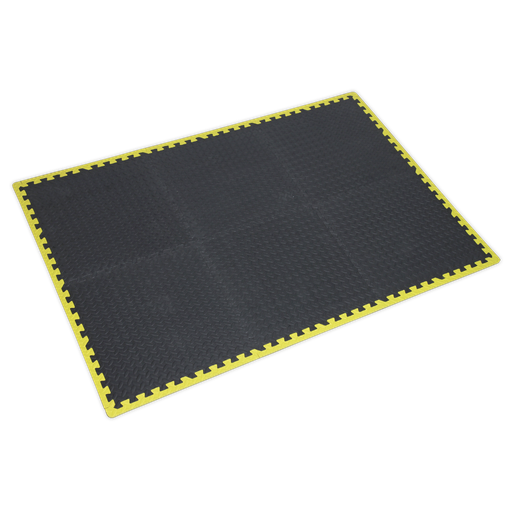 [MIC1218Y3] Sealey Interlocking EVA Foam Workshop Mat Set with Hi-Vis Edges 1240 x 1825mm