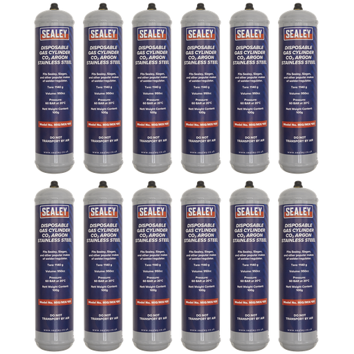 [MIG/MIX/100/12] Sealey Disposable Carbon Dioxide/Argon Gas Cylinder 100g - Box of 12