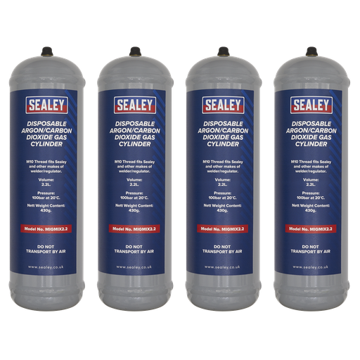 [MIGMIX2.24] Disposable Argon/Carbon Dioxide Gas Cylinder 430g, 2.2L - Pack of 4
