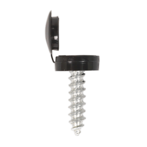 [NPBK50] Sealey Numberplate Screw with Flip Cap 4.2 x 19mm, Black - Pack of 50