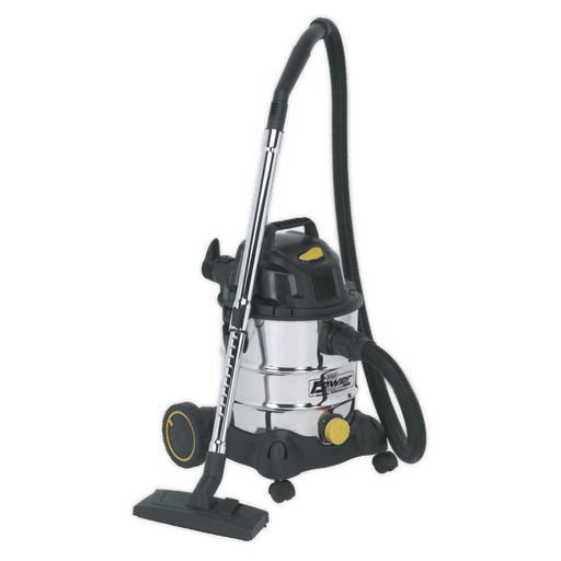 [PC200SD110V] Sealey Vacuum Cleaner Wet & Dry Stainless Drum 20L 1250W/110V