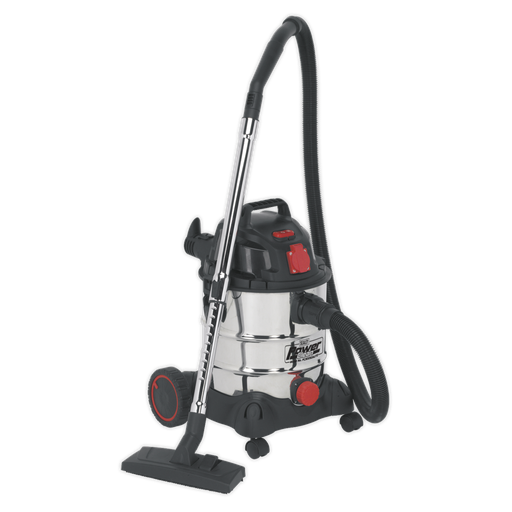 [PC200SDAUTO] Sealey Industrial Vacuum Cleaner Stainless Drum Auto Start 20L 1400W/230V