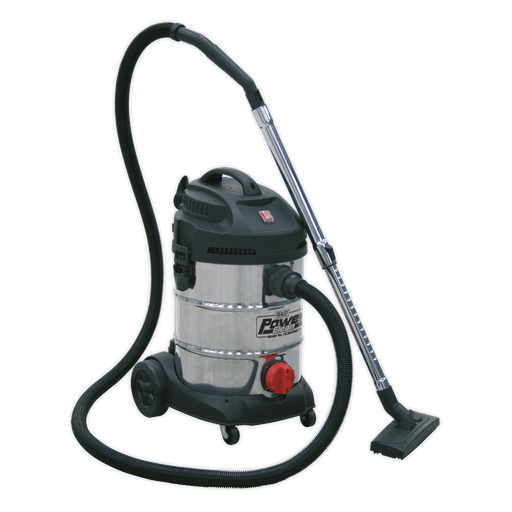 [PC300SD] Sealey 30L Vacuum Cleaner Stainless Steel Drum 1400W/230V