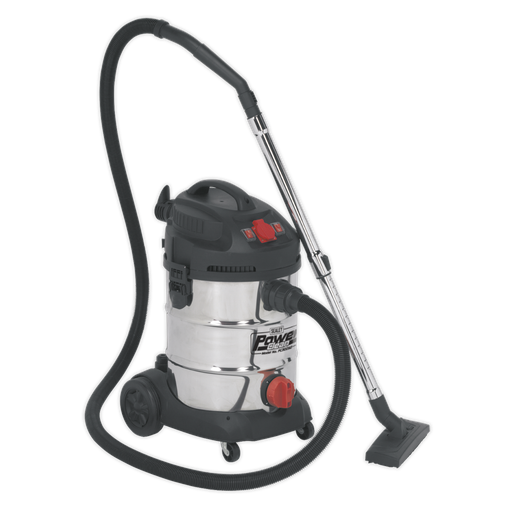 [PC300SDAUTO] Sealey Industrial Vacuum Cleaner Stainless Steel Drum Auto Start 30L 1400W/230V